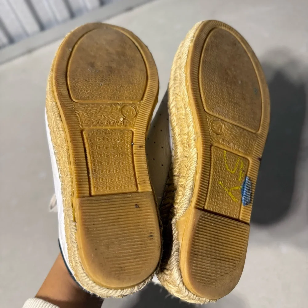 The Shoe Box White Leather Espadrille Sneakers